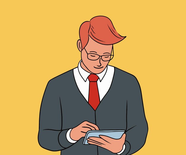 Smiling man at work illustration