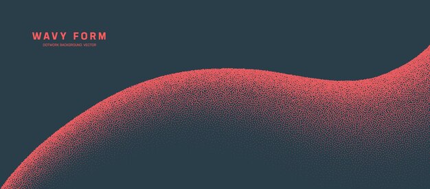smooth wavy form vector grainy border red dotwork minimal abstract background