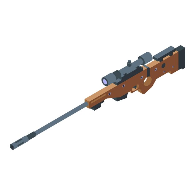 Sniper gun icon Isometric of sniper gun vector icon for web design isolated on white background