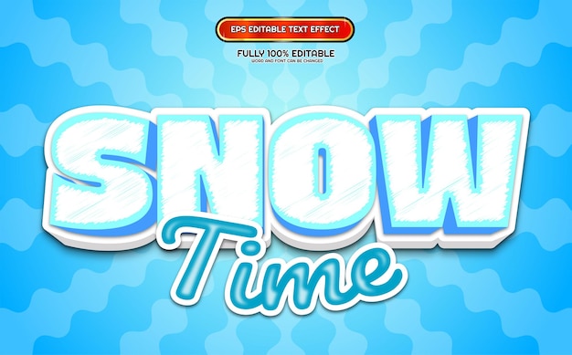 Snow winter blue white 3d vector text effect template design