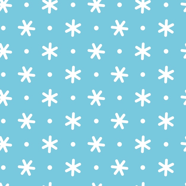 Snowflake Blue doodle seamless pattern with snowflake Vector