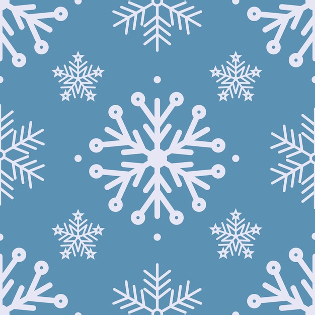 Snowflake seamless pattern White snowflakes on a blue background