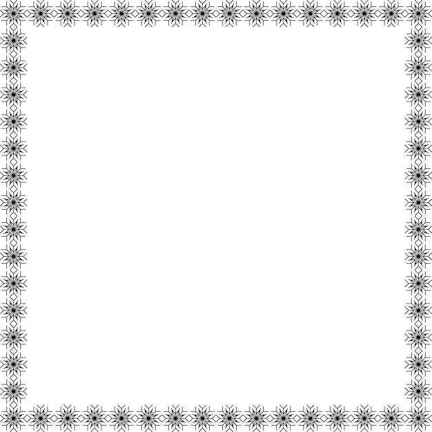 Snowflake square frame winter snowflake round border