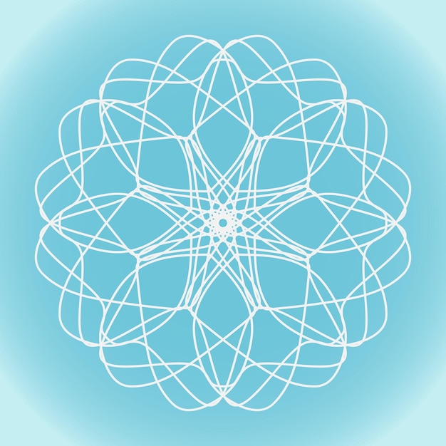 Snowflake vector simple abstract intricate shape on blue gradient background