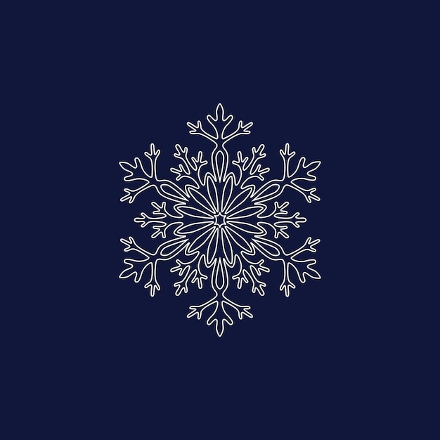 snowflake with a complex beautiful white pattern on a blue background