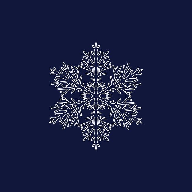 snowflake with a complex white pattern on a blue background