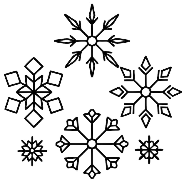 snowflakes items outline coloring book page line art drawing