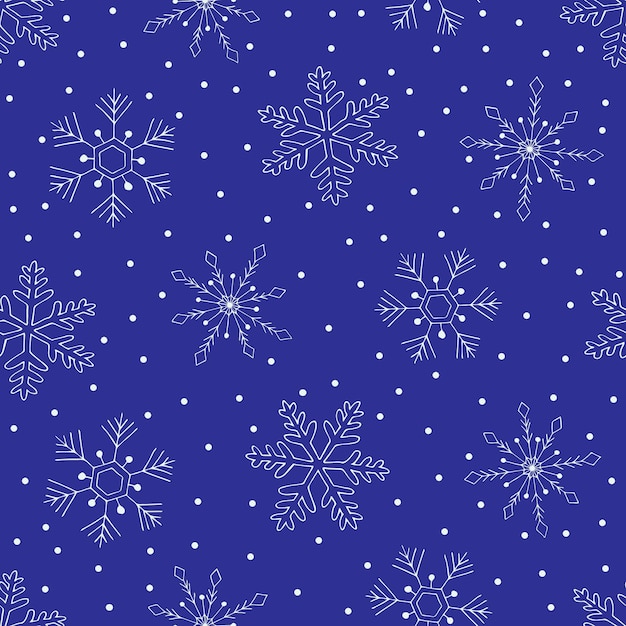 Snowflakes seamless pattern Hand-drawn winter doodle illustration.Christmas pattern.