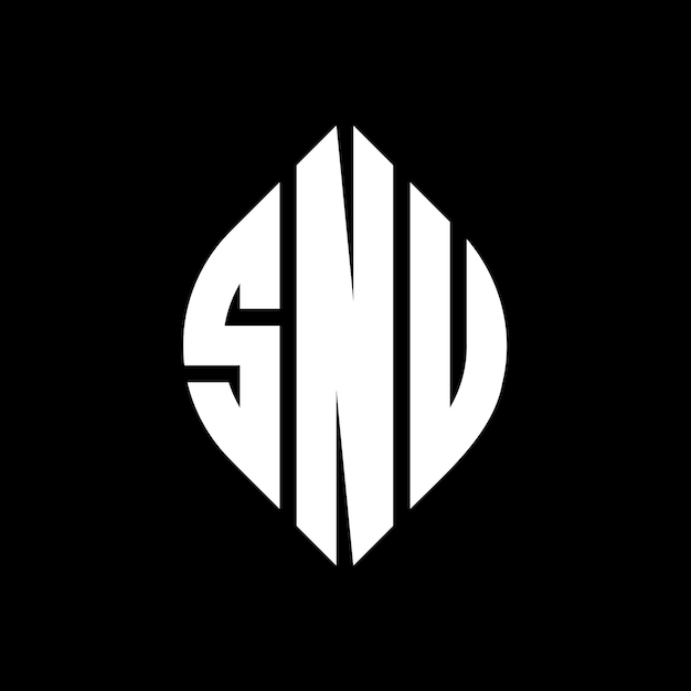 SNU circle letter logo design with circle and ellipse shape SNU ellipse letters with typographic style The three initials form a circle logo SNU Circle Emblem Abstract Monogram Letter Mark Vector
