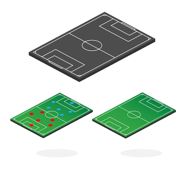 Soccer field or football field collection isolated on white background Perspective elements Vector illustration