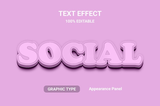 Social 3d text effect