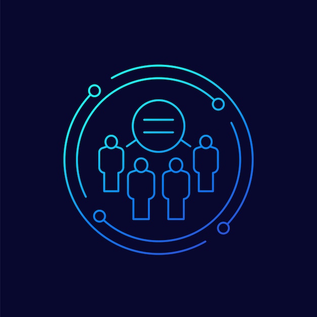 Social equality icon with people linear design