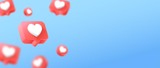 social media 3d love icons background