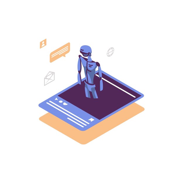Social media AI flad stil isometrisk illustrationsdesign