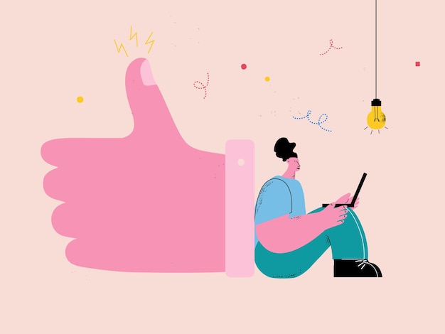 Social media influencer concept attracting social media followers and users