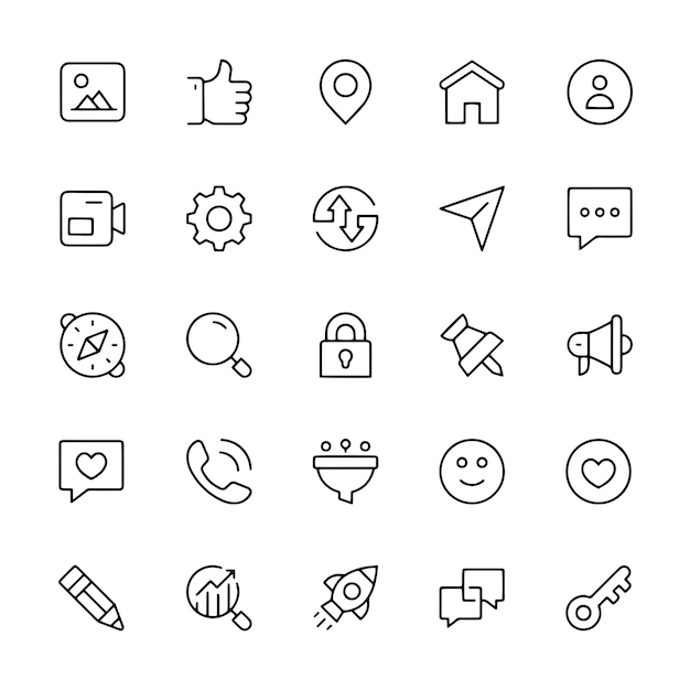 Social Media Line Icon SetSocial Media Line Icon Set