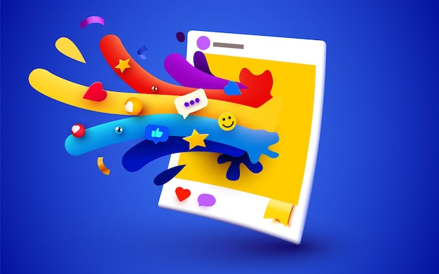 Social media photo frame with colorful elements
