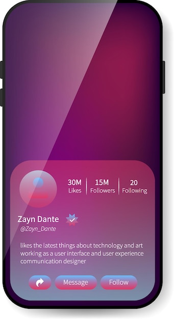 Social Media Profile Interface Mockup With Modern Gradient Design