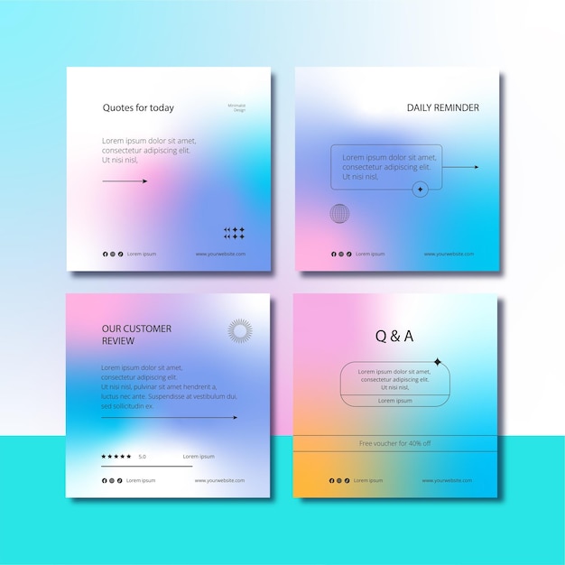 Social media quote of the day and review template gradation style template