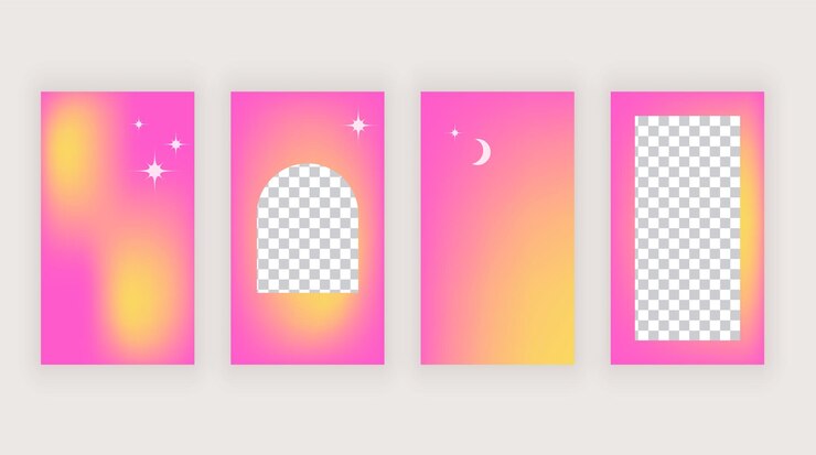 Vektör social media templates for stories with pink and yellow blur gradient backgrounds
