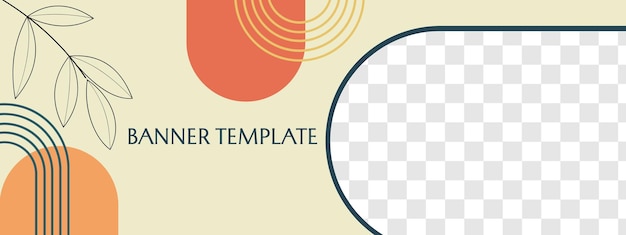 Social Media Web Banner Facebook cover in boho style. illustration with hand drawn flowers