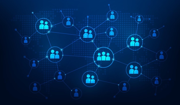 social network person icon human resources worldwide communication technology background