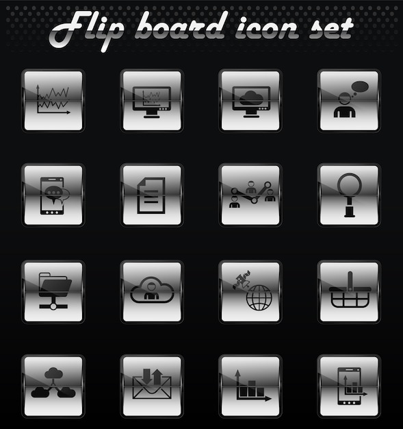 social network vector flip mechanical icons for user interface design