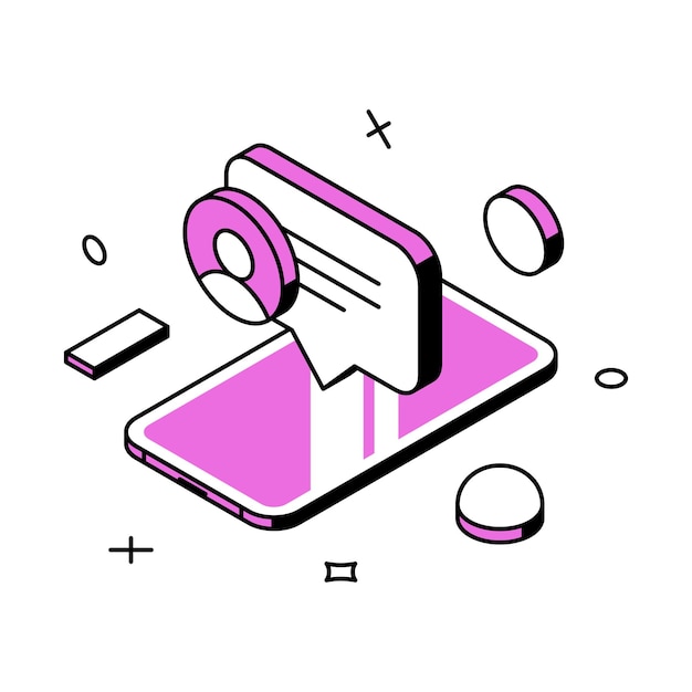 Sociale medier chat kommunikation smartphone applikation fjern samtale isometrisk vektor