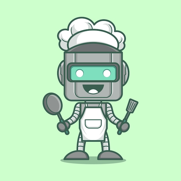 Sød tegneserie robot bliver kok