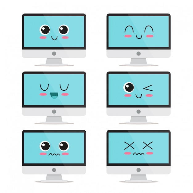 Sødt og sjovt computerskærm sæt karakter