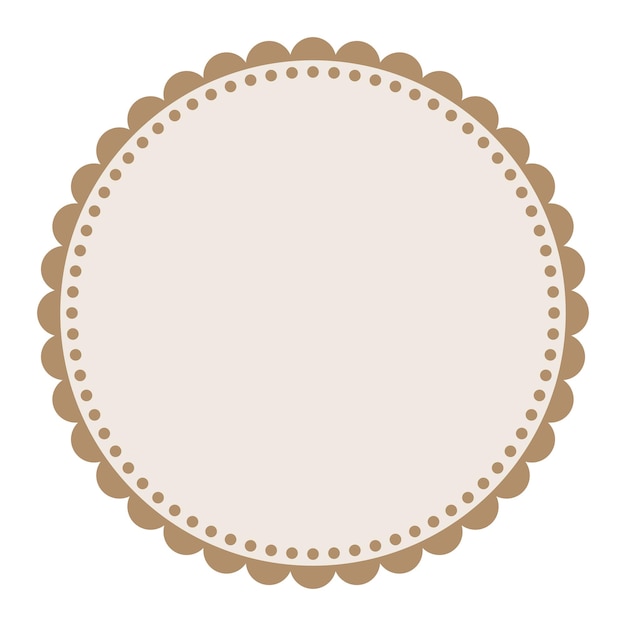 Soft And Simple Light Brown Colored Blank Circular Sticker Label Element with Repetitive Border