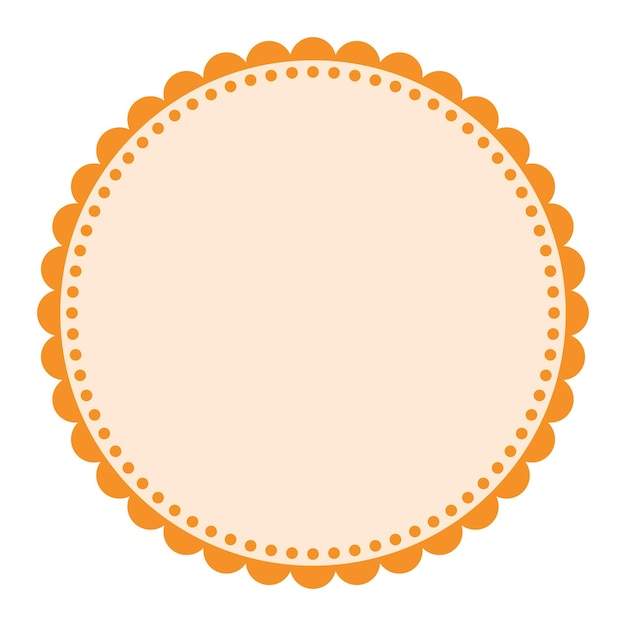 Soft And Simple Orange Colored Blank Circular Sticker Label Element Design with Repetitive Border