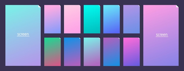 soft pastel gradient smooth and vibrant color background set for devices