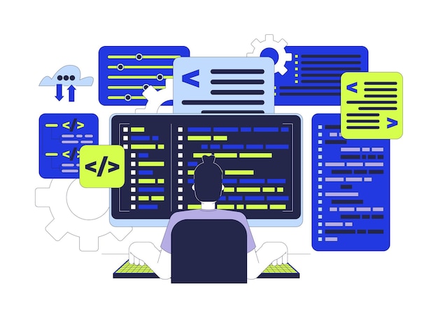Software developer 2D illustration concept