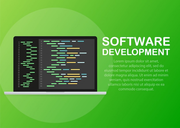 Software development, programming, coding vector concept.