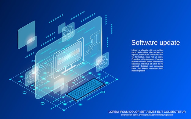 software update flat 3d isometric vector concept illustration