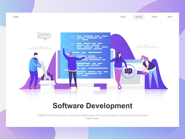 Softwareudvikling moderne fladt design koncept.
