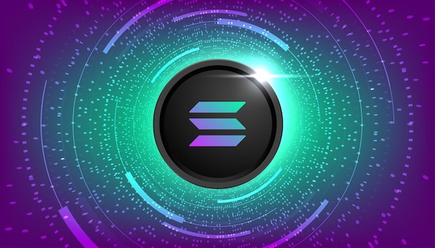 Solana coin banner SOL coin cryptocurrency concept banner background