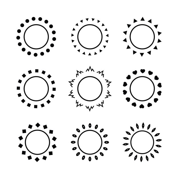 Solens strålar, streckad linje, estetiskt abstrakt element, konstdekoration, vektorillustration
