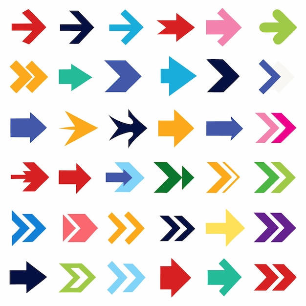 solid bold arrows in various bright colors and directions for navigation and interface design