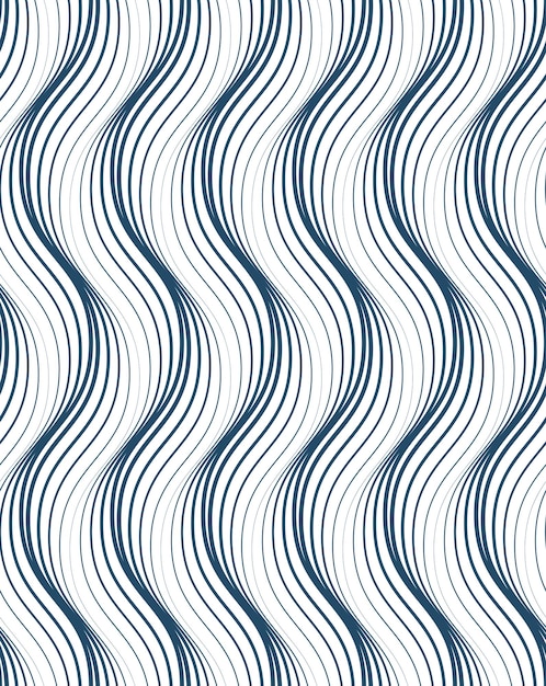 Sömlöst geometriskt vektormönster, abstrakt oändlig komposition skapad med vågiga linjer. Svartvit bakgrund med sammanflätade tunna linjer.