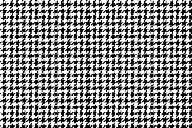 Sømløst ternet baggrundstjek i sort/hvid. Vektor stoftekstur til tekstilprint, gavepapir eller wallpaper.