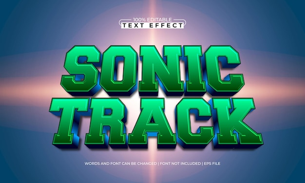 sonic track editable text effect with a speed and race text style
