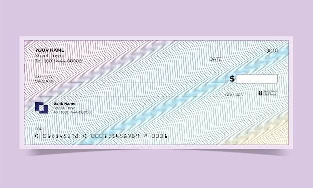 Sort bankcheck, design til bankcheck, vektorformat