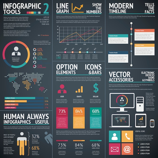 Sort infografisk vektorskabelonelementer datavisualisering