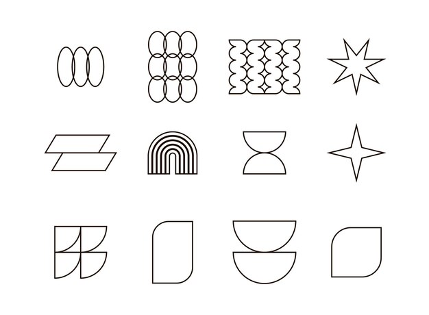 Sorte linjer retro geometriske former til design af sociale medier, vægkunsttryk