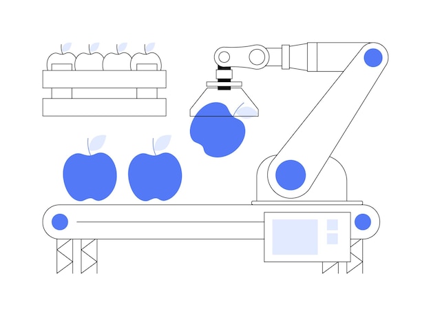 Sorting and packing robots isolated cartoon vector illustrations