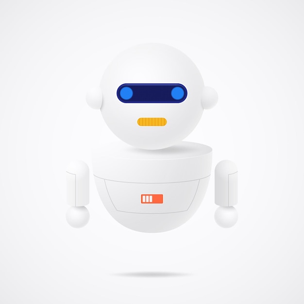 Söt tecknad vektor 3d robot isolerad på vit bakgrund