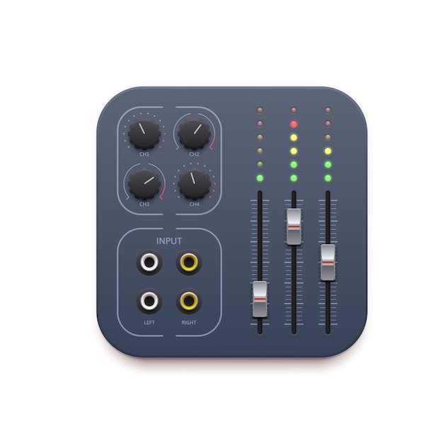Sound mixer, music record app icon, audio control panel