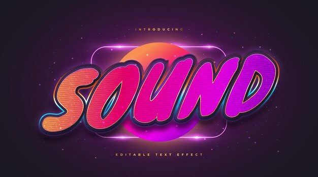 sound text in colorful retro style with textured and embossed effect. editable text style effect